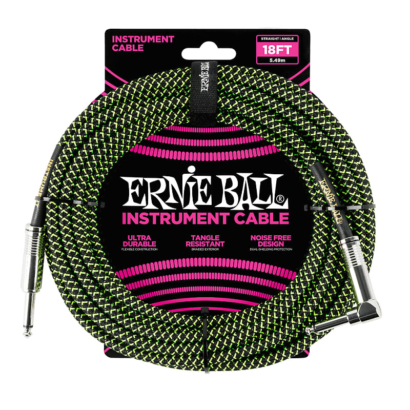 Ernie Ball 18' Straight Angle Braided Cable  &hellip;