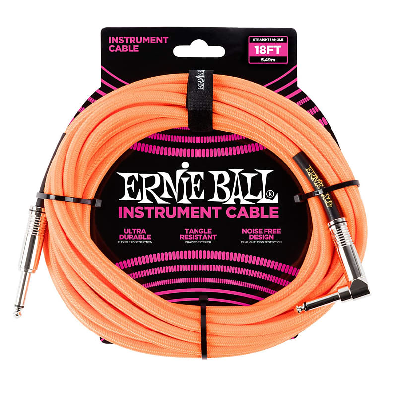 Ernie Ball 18' Straight Angle Braided Cable  &hellip;