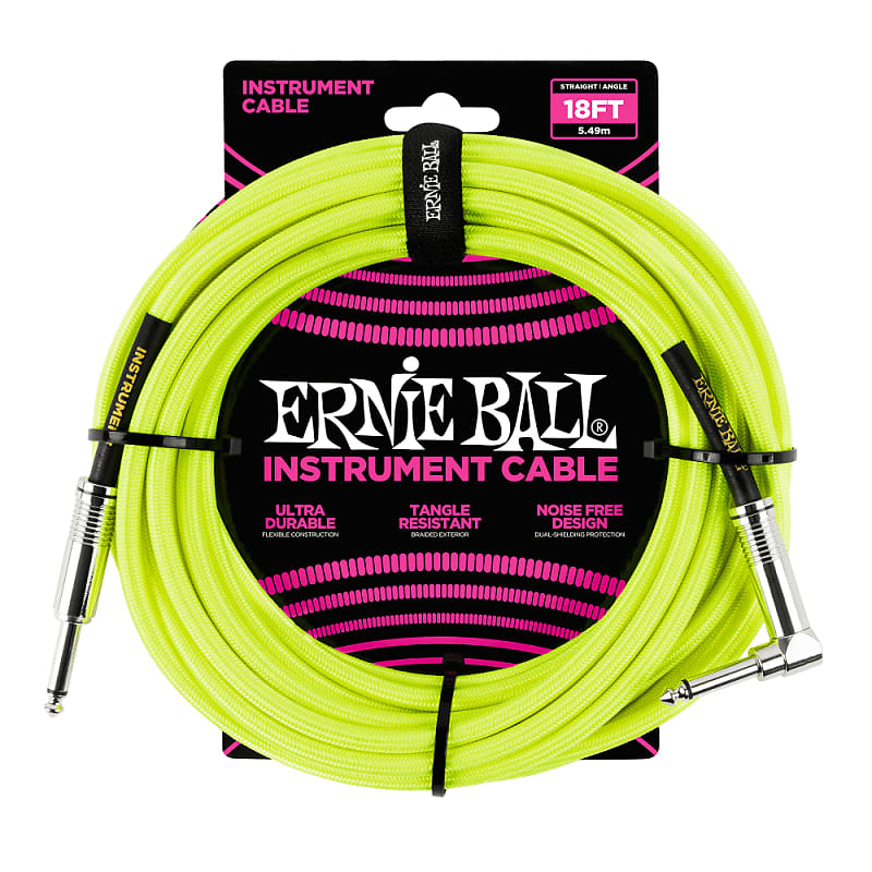 Ernie Ball 18' Straight Angle Braided Cable  &hellip;