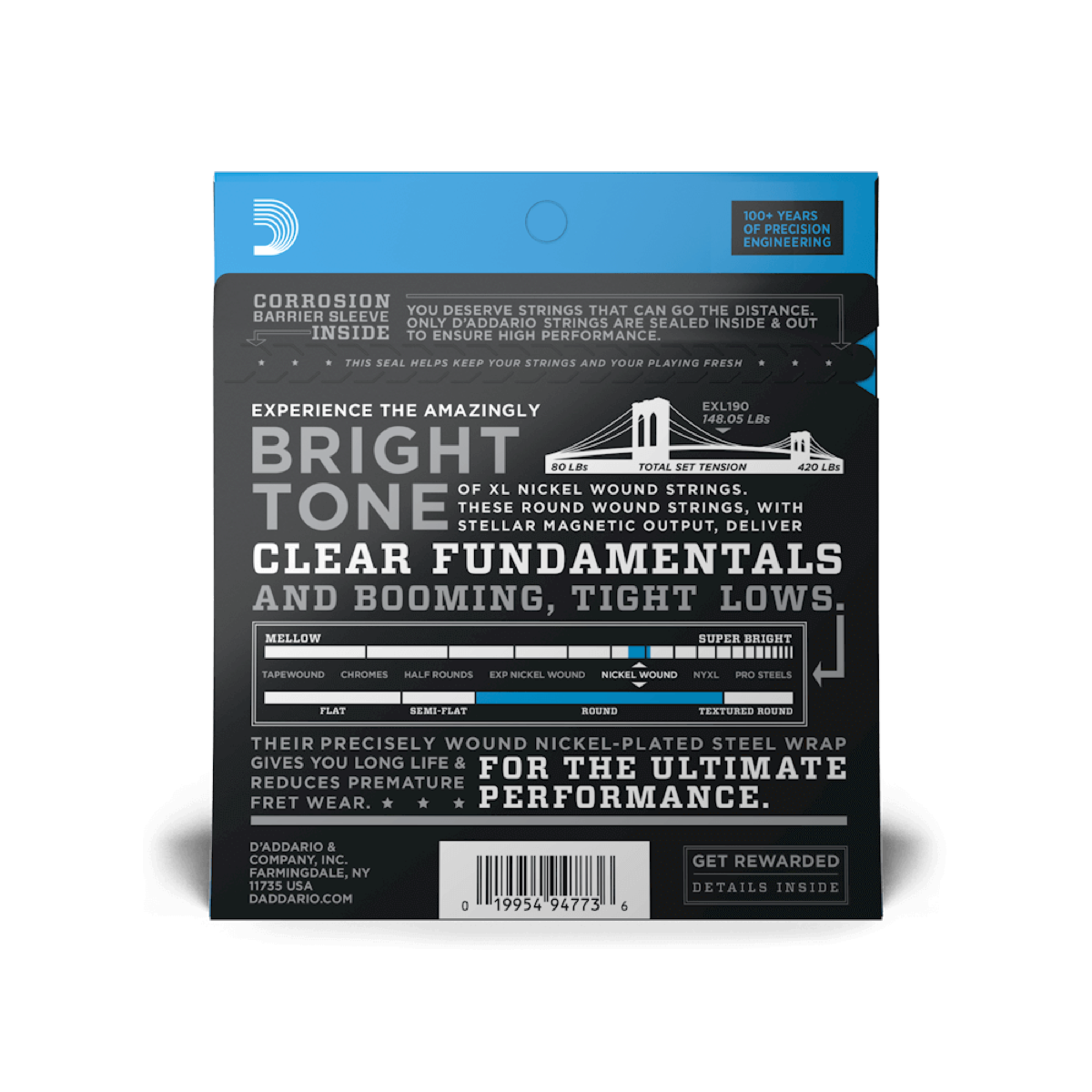 D'Addario D'Addario EXL190 40-100 Bass Custom Light - Strings