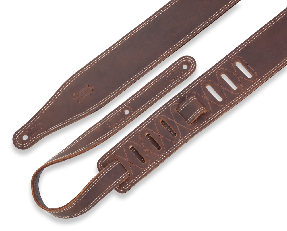 Levy's Levy's 2.5" Soft Top Leather Butter Double Stitch - Dark Brown - Guitars
