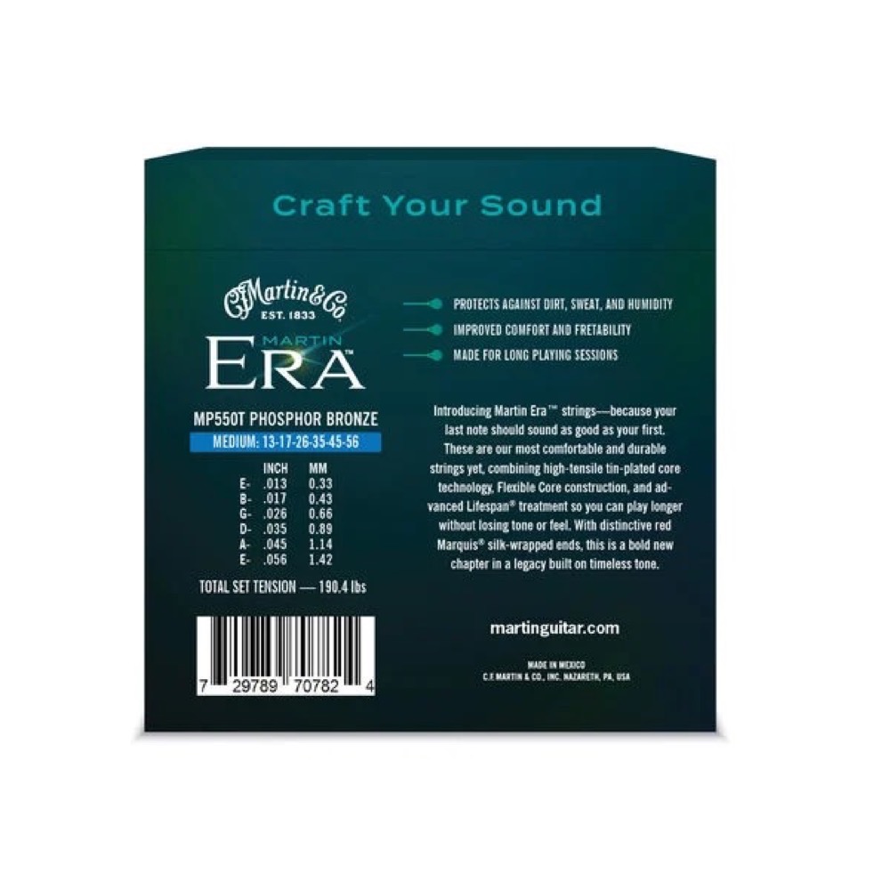 Martin Martin Era Treated Acoustic Strings Phosphor Bronze Medium 13-56 - Strings
