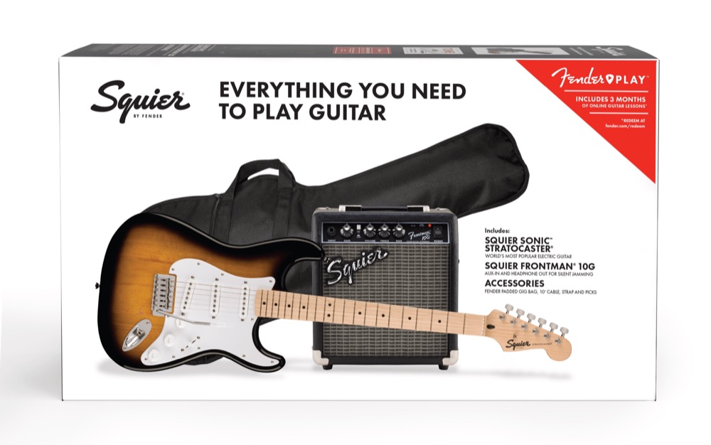 Squier Squier Sonic Strat Pack With Frontman 10G In Brown Sunburst - Guitars