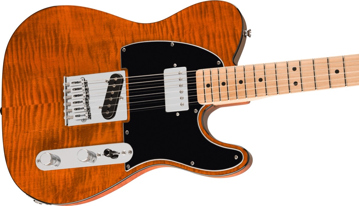 Squier Squier Affinity Tele Flame Maple Top SH, Mocha - Guitars